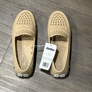 Floaters Women's Slip-On Perforated Loafer in Beige